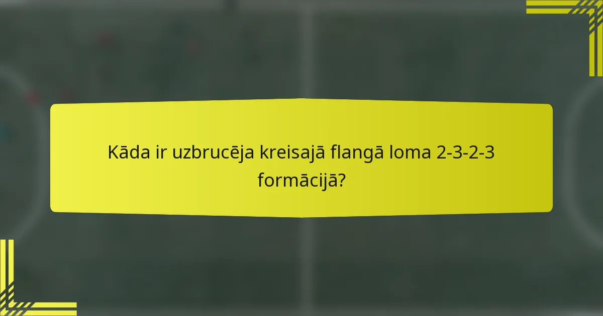Kāda ir uzbrucēja kreisajā flangā loma 2-3-2-3 formācijā?