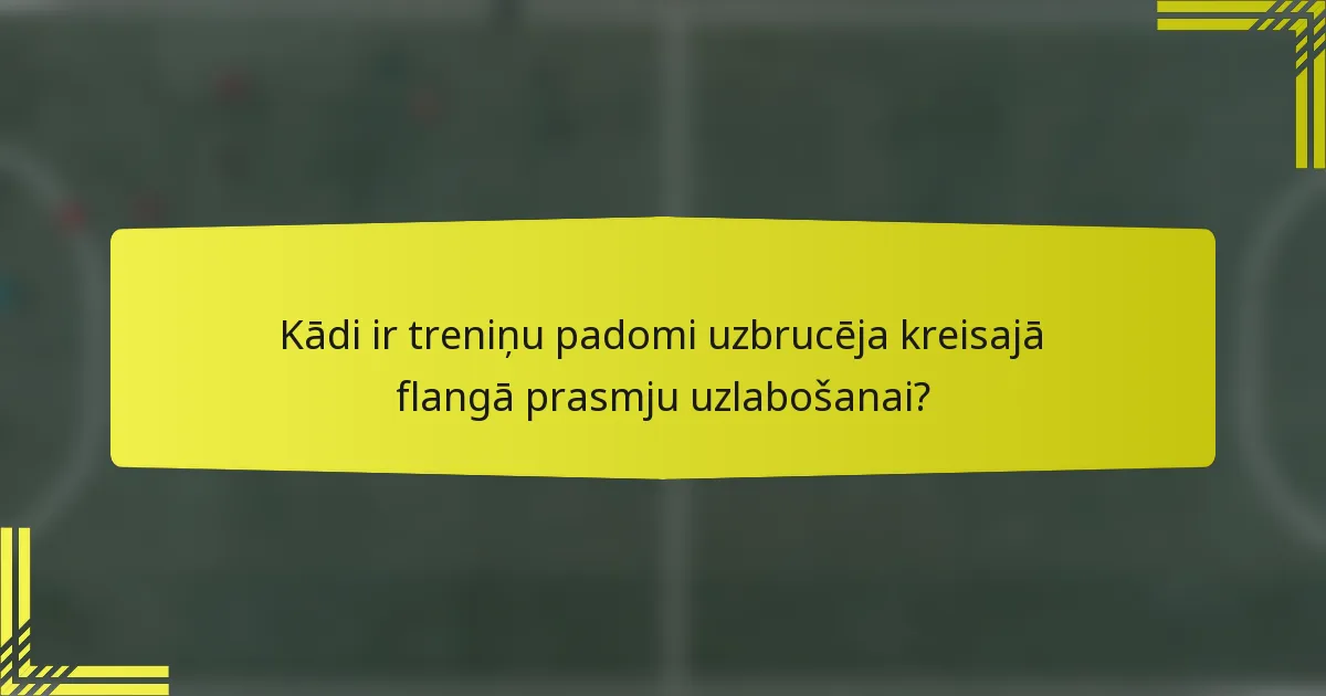 Kādi ir treniņu padomi uzbrucēja kreisajā flangā prasmju uzlabošanai?